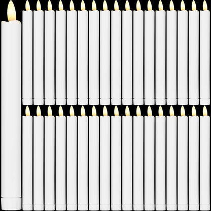 Reginary Flameless Taper Candles - 10 Inch Battery Operated LED Candlesticks | 36 Pieces White for Christmas & Weddings