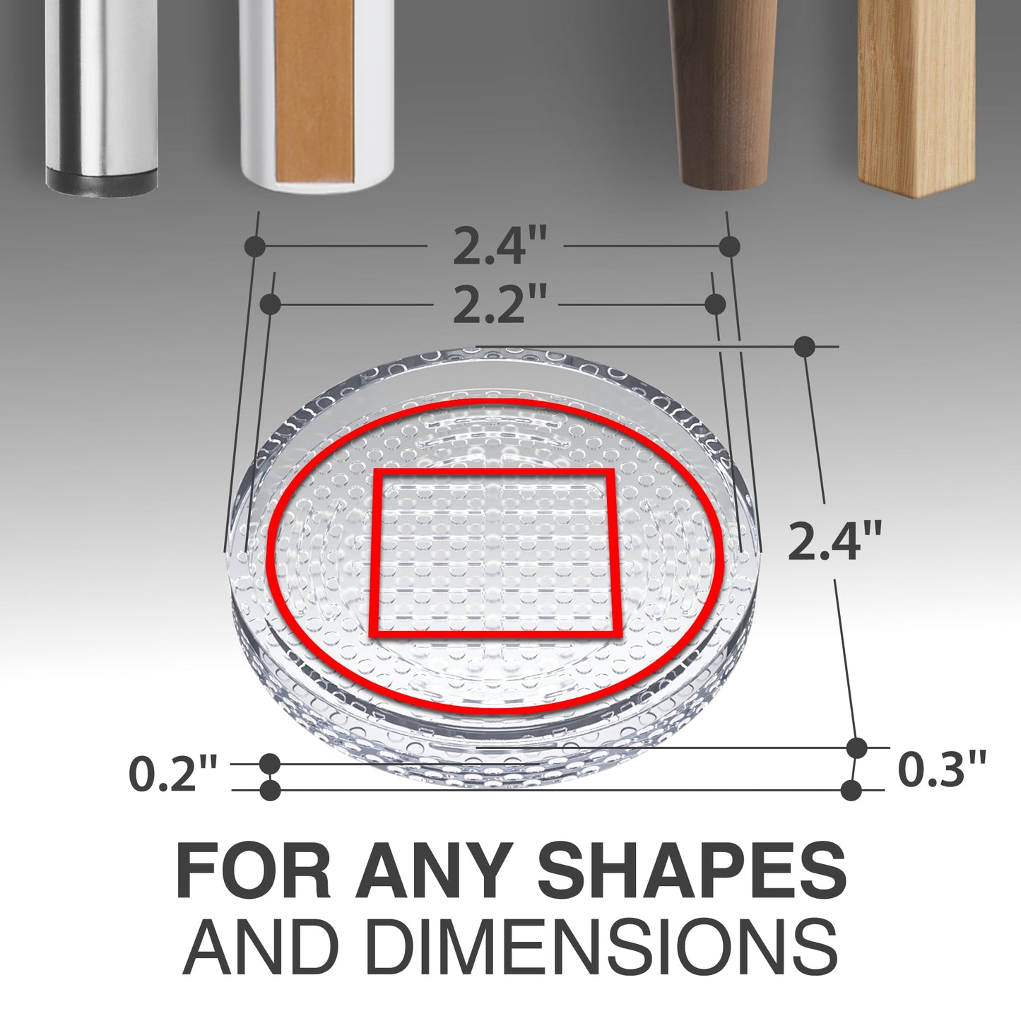 X-Protector Furniture Cups - 8 PCS 2.2" - Non Slip Furniture Pads for Hardwood Floors - Transparent Floor Protectors - Bed Stoppers to Prevent Sliding - Keep Furniture from Sliding on Floor! (Round)