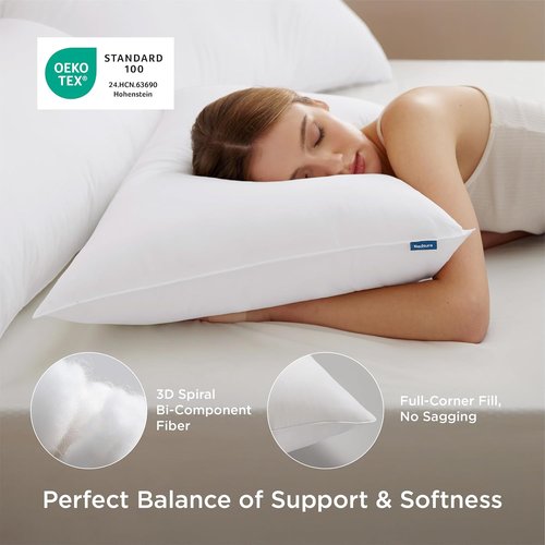 Bedsure King Size Pillows - Soft Down Alternative Bed Pillows for All Sleep Positions | 28"x19", White, Set of 2