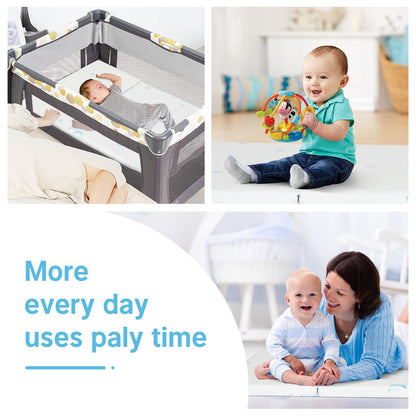 PanKers Portable Trifold Pack and Play Mattress 38"x26", Foldable Travel Crib Mattress, Dual Sided Memory Foam Pack n Play Mattresses Pad with Carrying Bag Removable Cover