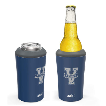 Zak Designs Bottle, 12 oz 18/8 SS Vacuum Insulated Stainless Steel, 4-in-1 Use and for Cold Drinks, Non BPA, Vin Scully Can cooler