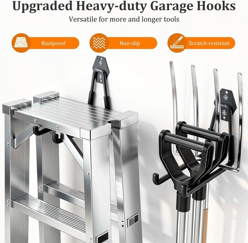 Housolution Garage Hooks - Heavy Duty Anti-Slip Wall Mount for Bikes & Tools | 30-Pack, Black