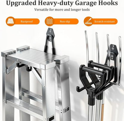 Housolution Garage Hooks - Heavy Duty Anti-Slip Wall Mount for Bikes & Tools | 30-Pack, Black
