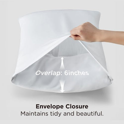 Bedsure White Pillow Cases Set of 2, Cooling Pillow Cases Queen, Rayon Derived from Bamboo Queen Pillowcases, PureWoven Soft Valentines Pillow Covers with Envelope Closure, Gifts, 20x30 Inches
