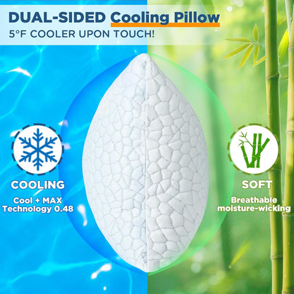 Skiennix Cooling Pillows | Adjustable Shredded Memory Foam | Queen Size Set of 2 for All Sleepers