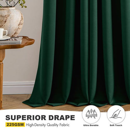 MIULEE Hunter Green Blackout Curtains - Thermal Insulated Bedroom Curtains Room Darkening Drapes for Living Room Kitchen Christmas Grommet Top Window Treatment, 40 x 45 Inches Long, 2 Panels