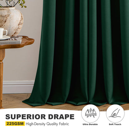 MIULEE Hunter Green Blackout Curtains for Bedroom Living Room 84 Inches Long 2 Panels, Thermal Insulated Room Darkening Drapes Solid Grommet Noise Reduction Light Blocking Window Treatments 50x84 Inch
