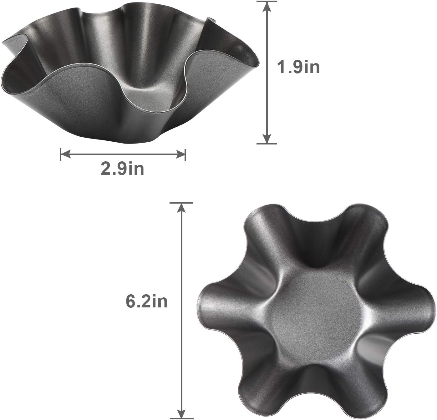 Skiennix Tortilla Pan Set - 6-Piece Non-Stick Carbon Steel Taco Bowl Makers | Black