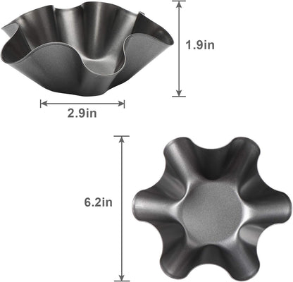 Skiennix Tortilla Pan Set - 6-Piece Non-Stick Carbon Steel Taco Bowl Makers | Black