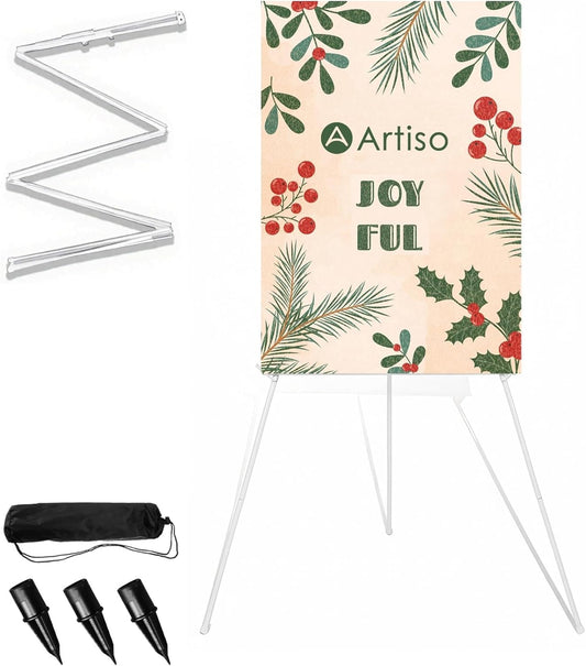 Skiennix Display Easel Stand - Lightweight Tripod with Carry Bag | Adjustable for Outdoor Painting & Events, 1PC White