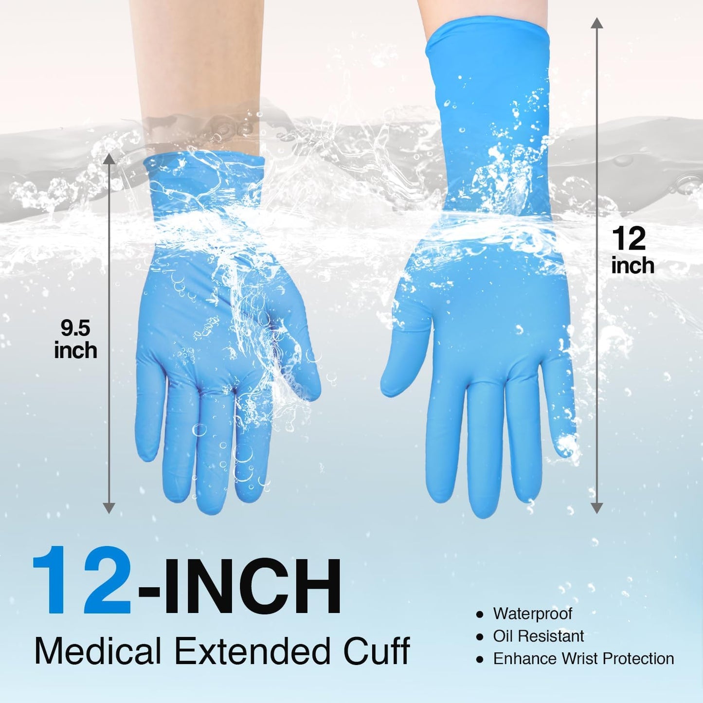 Schneider Nitrile Exam Gloves - 4 Mil Thickness, 12-Inch Extended Cuff | 100-Count Medium Box