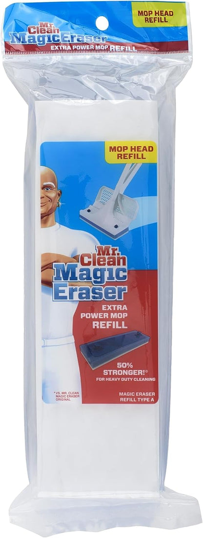 Mr. Clean Magic Eraser Mop Refill Head - Extra Power for Deep Cleaning | White/Blue