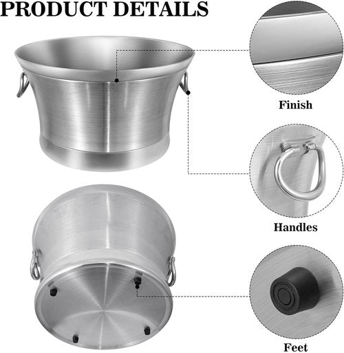 BARsics Large 6-Gallon Double Wall Stainless Steel Insulated Beverage Tub for Parties