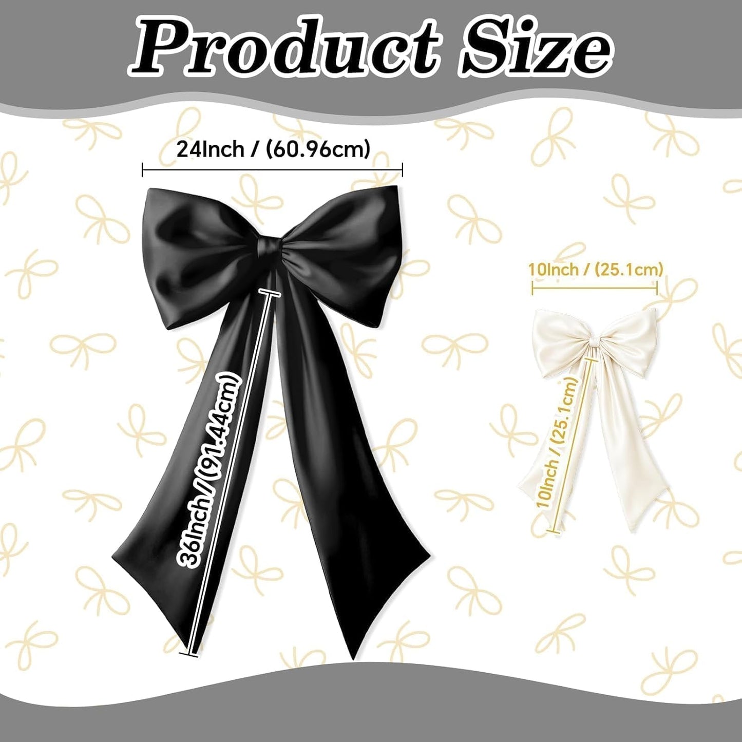 Skiennix Black & White Bow Decor - 2 Pack Large & Small Coquette Room Backdrop for Events