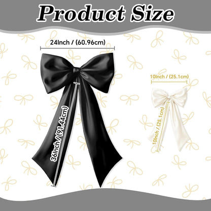 Skiennix Black & White Bow Decor - 2 Pack Large & Small Coquette Room Backdrop for Events