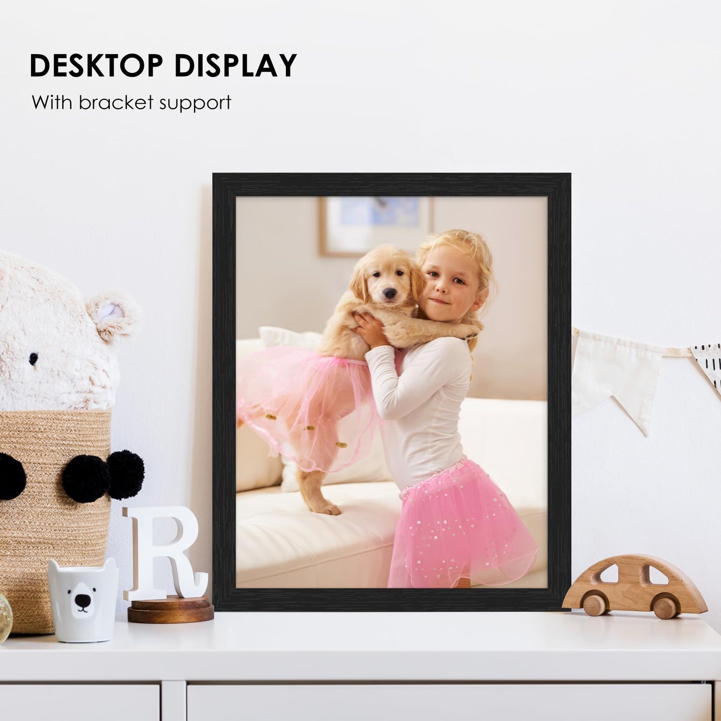 PEALSN 8x10 Picture Frame Set of 6, Black Picture Frames with HD Plexiglass,Wall Gallery Photo Frames for Wall Mounting or Tabletop Display, Black Woodgrain