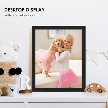 PEALSN 8x10 Picture Frame Set of 6, Black Picture Frames with HD Plexiglass,Wall Gallery Photo Frames for Wall Mounting or Tabletop Display, Black Woodgrain
