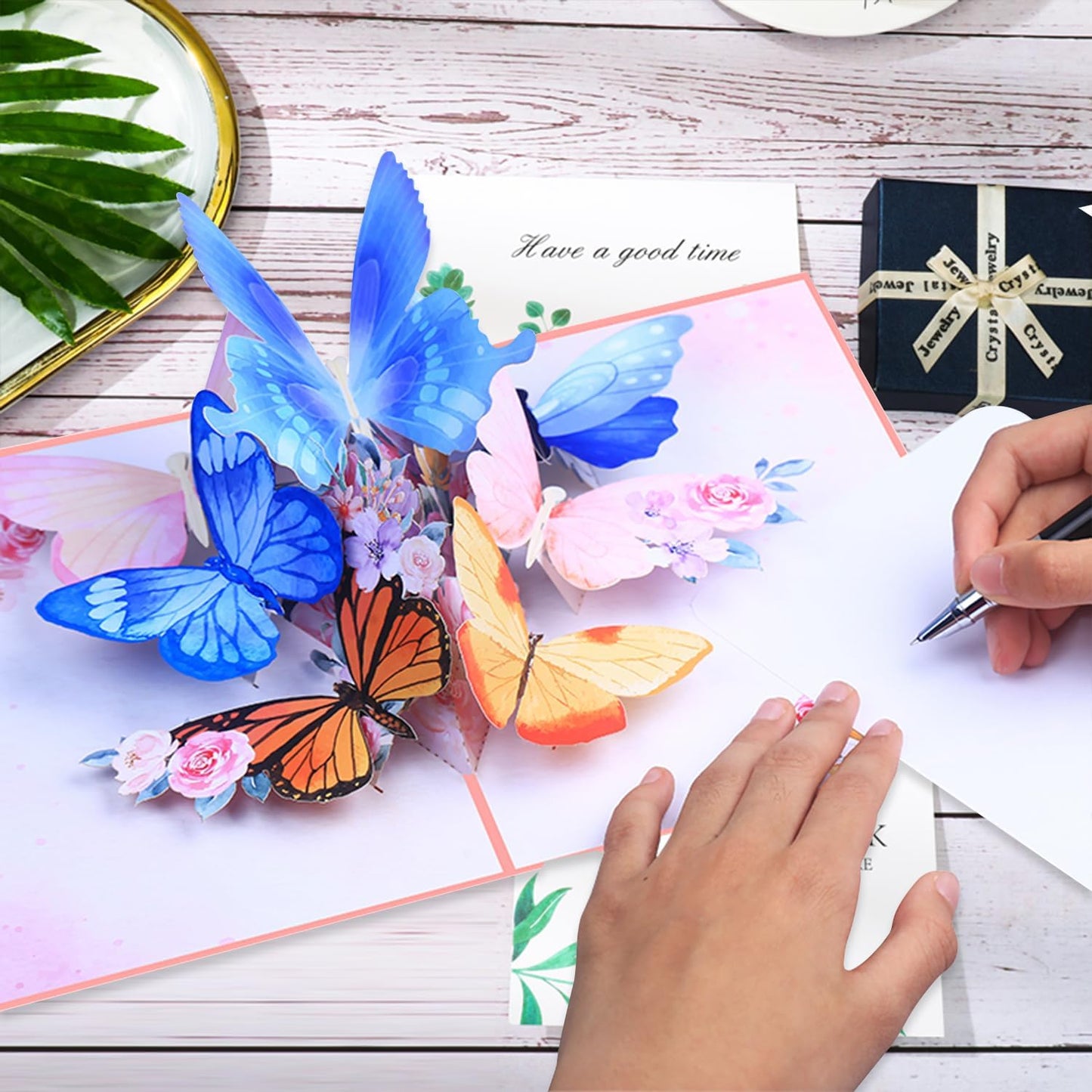 ROBBEAR 3D Butterfly & Flower Pop Up Greeting Card - Handmade for Birthdays, Anniversaries & More