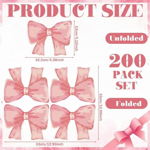 Janlaugh 200 Pcs Pink Bow Paper Napkins - Elegant Bowknot Design for Weddings & Parties