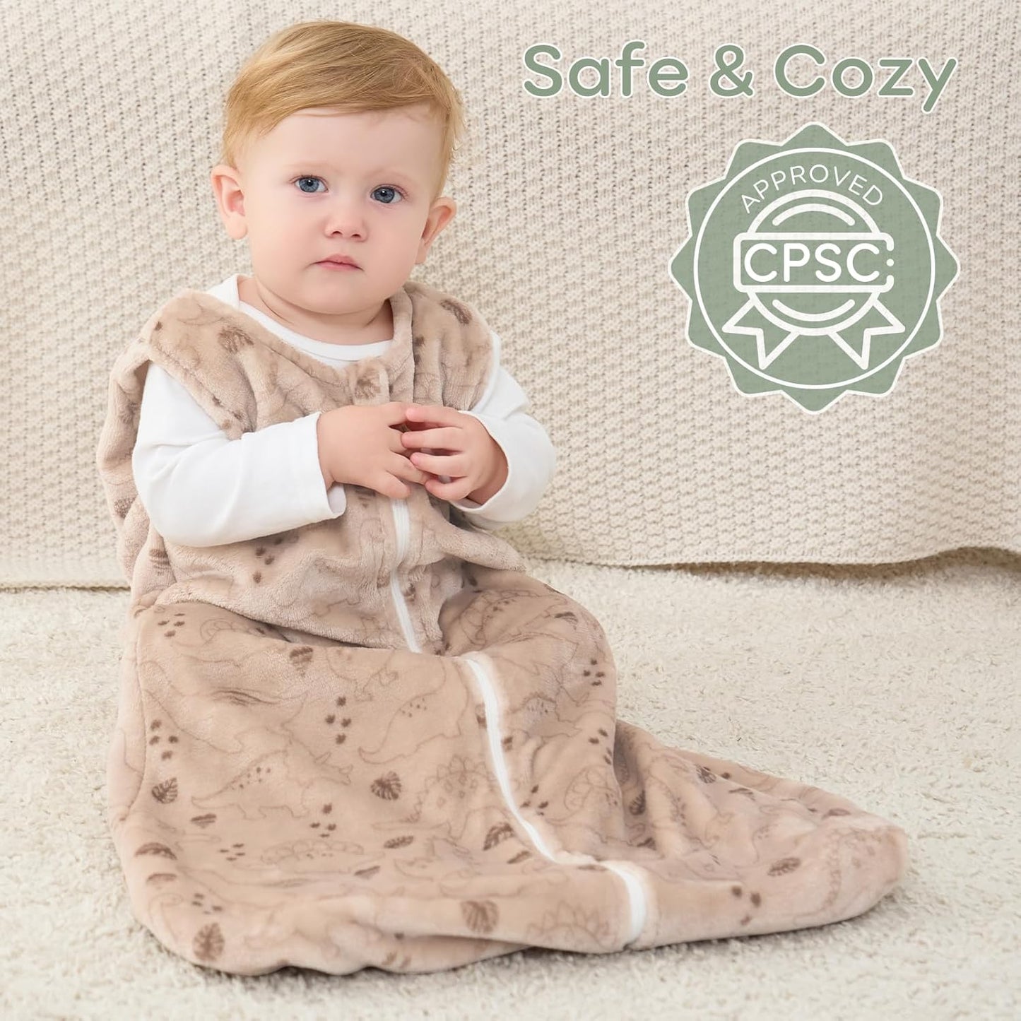 Yoofoss Fleece Baby Sleep Sack - 2 Pack 1.5 Tog Wearable Blanket for 6-12 Months | Soft & Lightweight