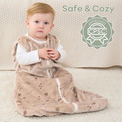 Yoofoss Fleece Baby Sleep Sack - 2 Pack 1.5 Tog Wearable Blanket for 6-12 Months | Soft & Lightweight