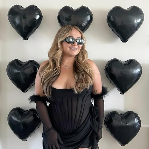 Black Heart Balloons - 18 Inch Romantic Foil Balloons | 12PCS Large Helium Balloons for Weddings & Parties