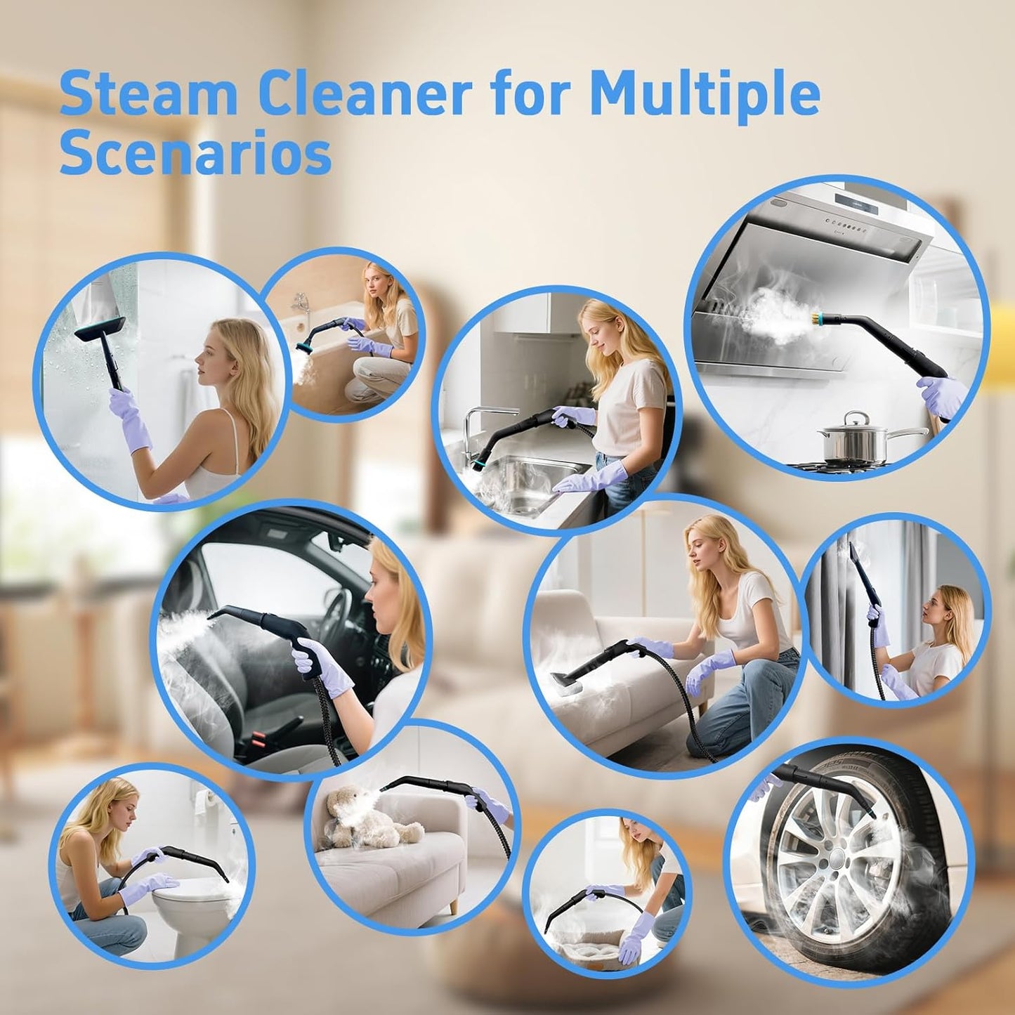 Skiennix Steam Cleaner - High-Temperature 257℉ Handheld Steamer for Home & Car | 1.9 Quart Capacity