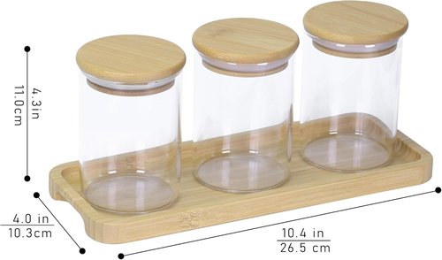INIUNIK Qtip Holder - 3 Pack Glass Apothecary Jars with Lids | Stylish Bathroom Organizers Set