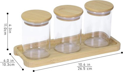 INIUNIK Qtip Holder - 3 Pack Glass Apothecary Jars with Lids | Stylish Bathroom Organizers Set