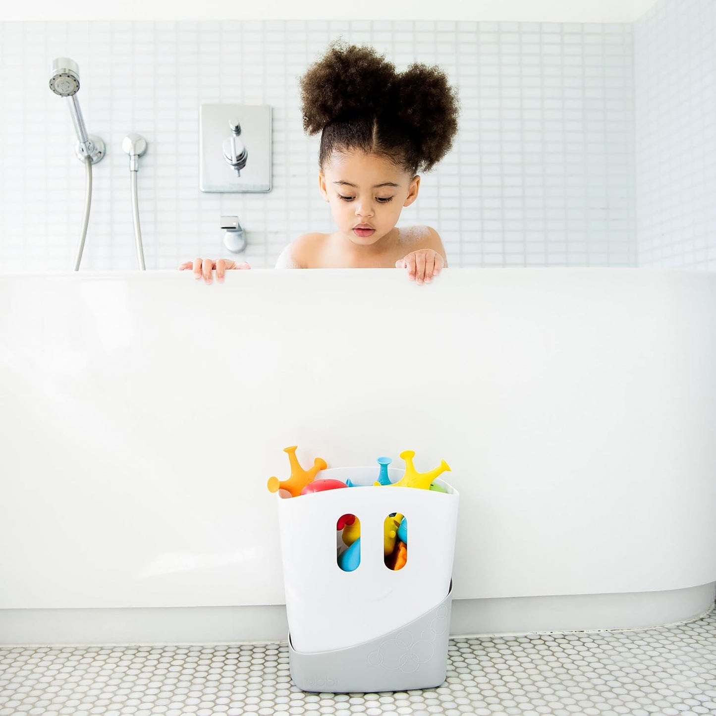 Ubbi Bath Toy Organizer - Freestanding Caddy with Removable Drying Rack for Toddlers | Gray
