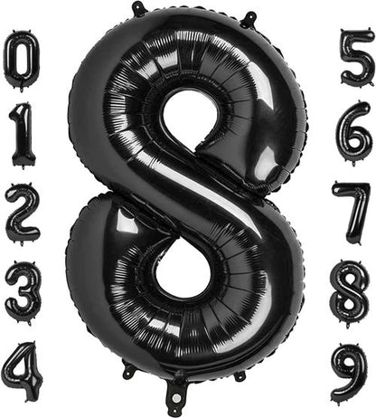 40 Inch Black Number 8 Balloon - Perfect for 8th Birthday Parties, Weddings & Graduations