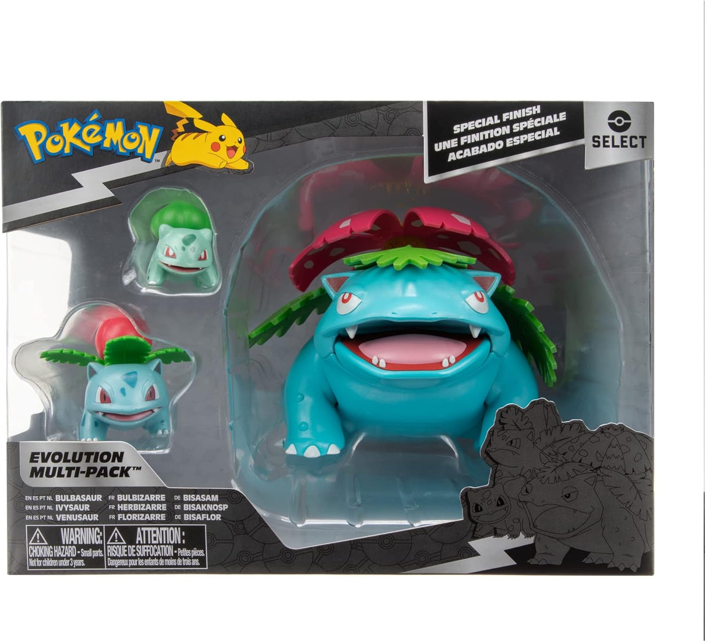 Pokémon Select Evolution 3 Pack - 2-Inch Bulbasaur, 3-Inch Ivysaur & 12-Inch Venusaur Battle Figures