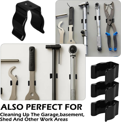 Skiennix 5-Pack Spring Clip Broom Holders - Durable U-Shape Steel Clips for 1.5-1.875 Inch Diameter | Black