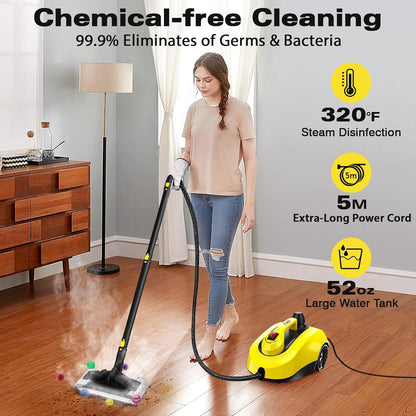 TVD Steam Cleaner - Powerful Home Steamer with 26 Accessories & 5M Extra-Long Power Cord for Deep Cleaning