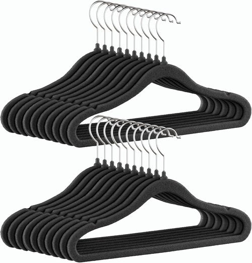 GoodtoU Kids Velvet Hangers - Non-Slip Black Infant Closet Hangers | Perfect for Organizing Baby Clothes