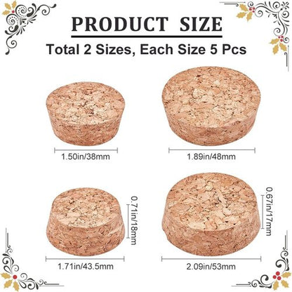 GORGECRAFT 10PCS 2 Sizes Large Wooden Tapered Cork Plugs 1.5 to 1.9 Inch Diameter Natural Soft Wood Replacement for Wine, Beer and Glass Bottles Ornaments