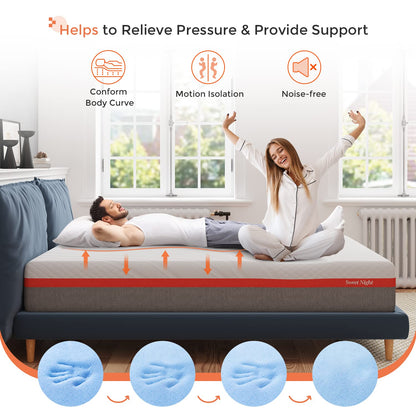Sweetnight 12 Inch Queen Gel Memory Foam Mattress, Cool Sleep & Pressure Relief, Plush Mattress with Motion Isolation, Clarity