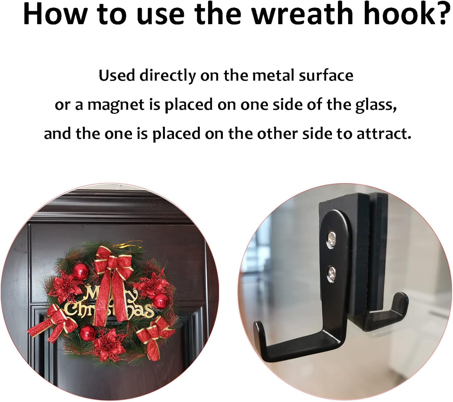 ULIBERMAGNET Strong Magnetic Hooks - Heavy Duty Anti-Slip Rubber Coated | 2 Pack for Wreaths, Coats, Bags, Towels