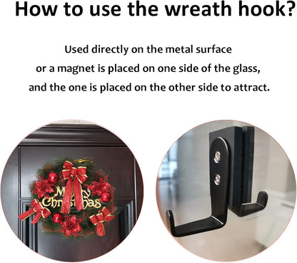 ULIBERMAGNET Strong Magnetic Hooks - Heavy Duty Anti-Slip Rubber Coated | 2 Pack for Wreaths, Coats, Bags, Towels