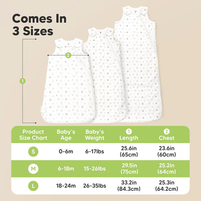 Skiennix Organic Baby Sleep Sacks - Soft & Breathable 100% Cotton Wearable Blankets | 0.5TOG, 6-18 Months (Glacier, M)