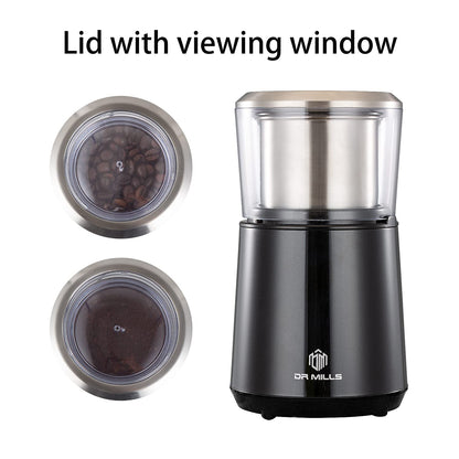 DR MILLS DM-7451 Electric coffee grinder, Coffee Bean Grinder Electric Dried Spice, nut, herb Grinder, detachable cup, Dishwashable, SUS304 stianlees steel