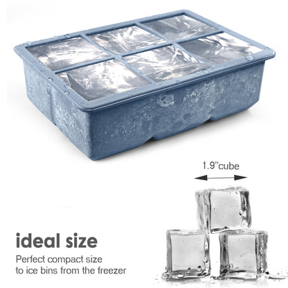 Excnorm Silicone Ice Cube Trays 3 Pack - Large Size Silicone Ice Cube Molds with Leak Proof Removable Lid Square Ice Cube Tray And BPA Free for Cocktail,Whiskey, Stackable Flexible Ice