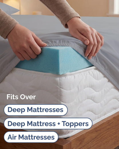 Skiennix Extra Deep Twin XL Sheet Set | 4-Piece Breathable Cooling Bedding - Soft, Wrinkle-Free, Steel Blue
