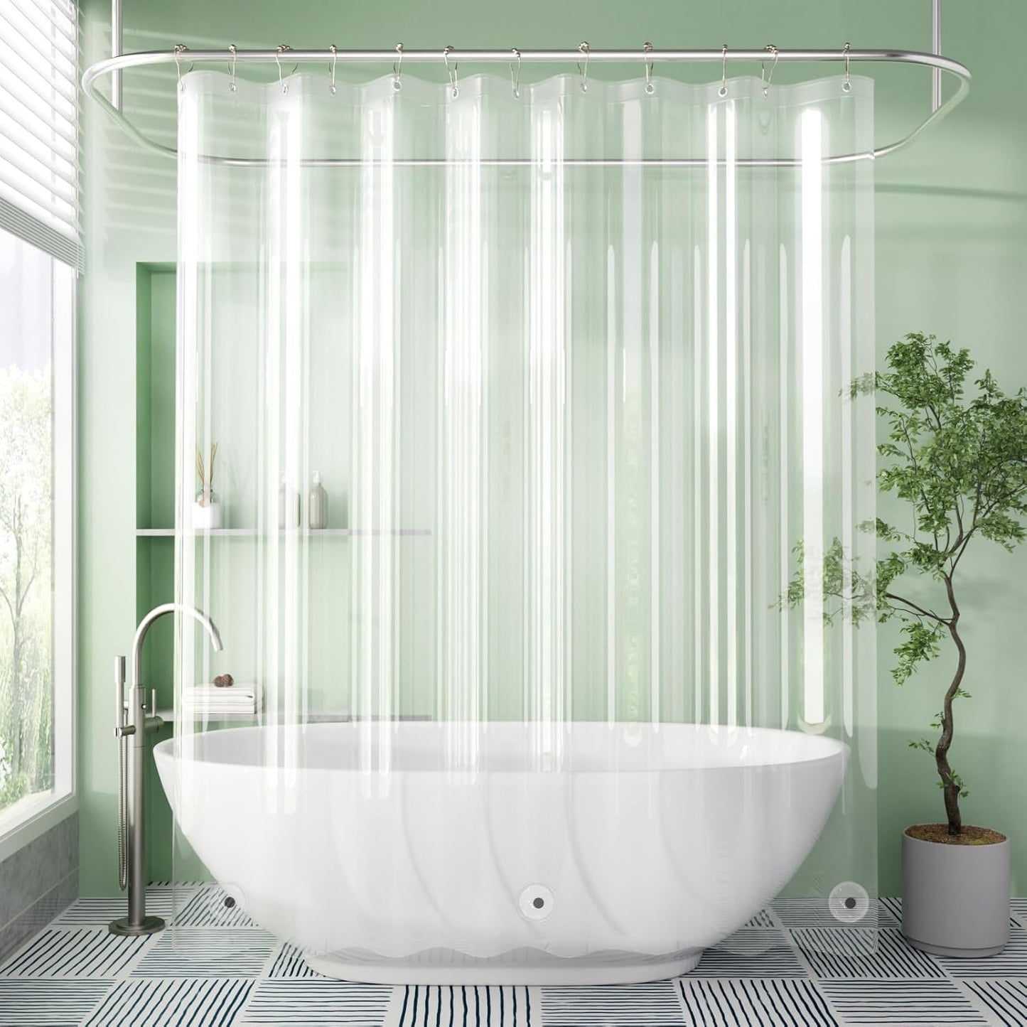 AmazerBath Shower Curtain Liner - Waterproof Clear PEVA with 3 Magnets & 12 Rustproof Grommets | 72x72 Inches