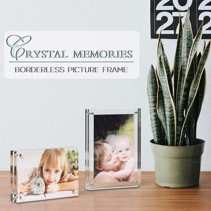 5x7 Inch Acrylic Magnetic Picture Frame Set - 3 Pack, Frameless Double-Sided Desk Frames