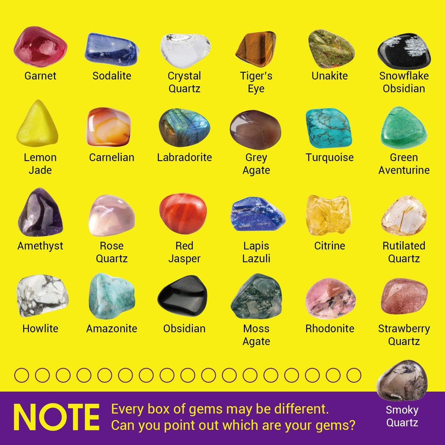Rocks Collection 25PCS Rock & Mineral Education Set - Gemstones, Healing Chakra Stones & STEM Guide