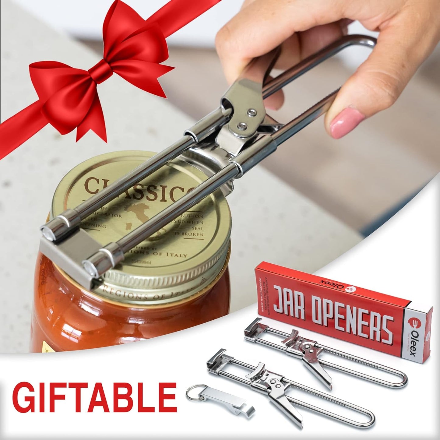Oleex Jar Opener - Easy Grip Tool for Weak Hands | Keychain Bottle Cap Opener for Seniors & Kids