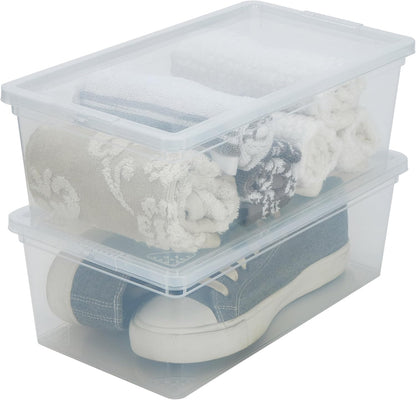 Storage Bins with Lids by Simplify - Stackable & Nestable Clear Bins | 6 Pack | Ideal for Clothing, Books & Shoes
