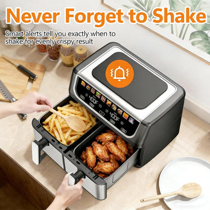 Simple Deluxe 9.5-Qt Dual Basket Air Fryer - 10-in-1 Digital Preset, 1700W, Nonstick, Black