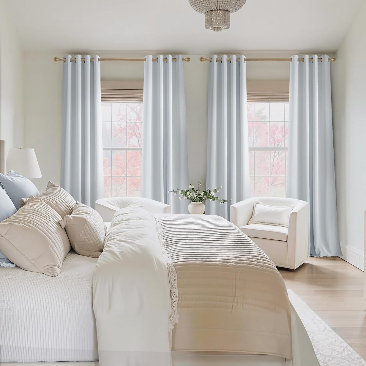 NICETOWN Room Darkening Curtains - Greyish White Drapery Panels, 52" x 102" for Ultimate Light Control